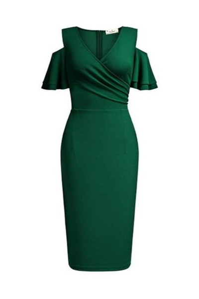 Rushed Cold Shoulder Ruffle Sleeve Dress